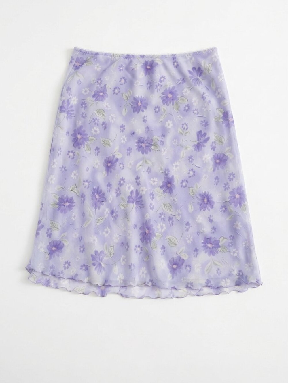 Vintage Y2K FMX & Co. Lavender Floral Chiffon Midi Skirt – Size LG/XL